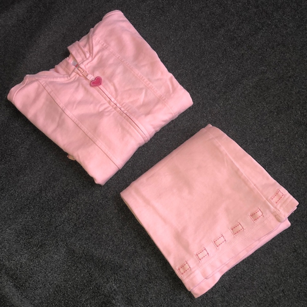 Gymboree Pink Heart Hoodie Zip Up Cotton Jacket Sweater Cotton Pants Set Size 10